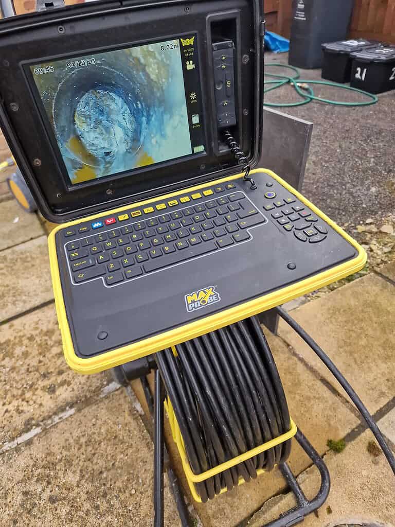 High-tech pipe inspection camera used for drainage surveys and blockages detection.