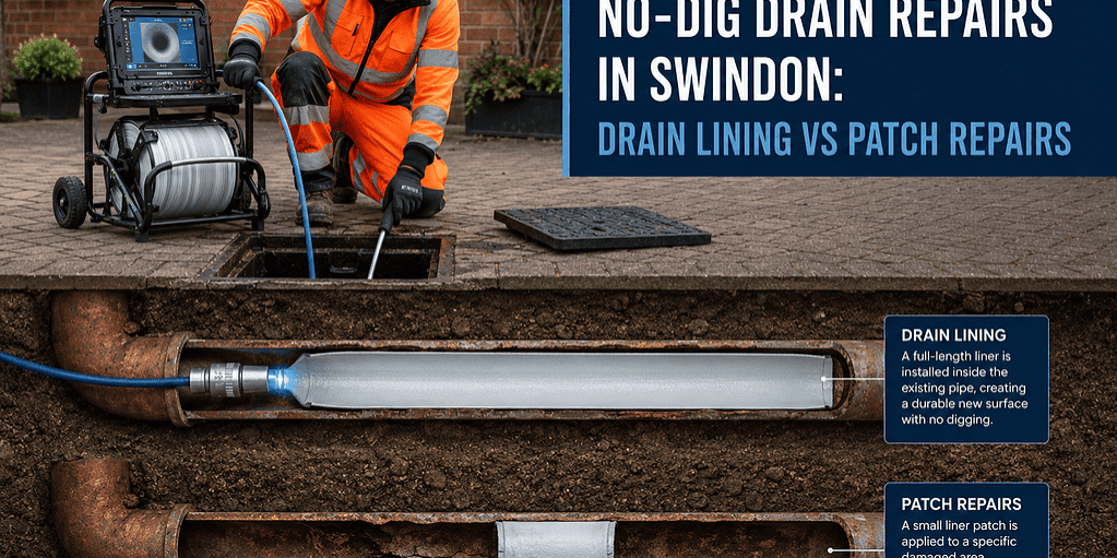 Drain repair methods: drain lining vs patch repairs in Swindon.