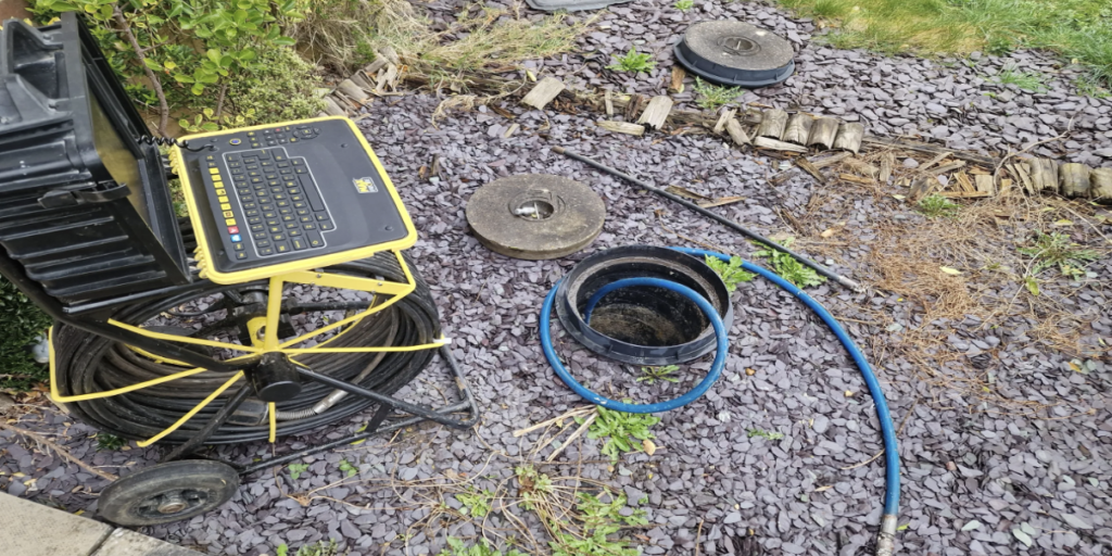 High-pressure drain testing equipment used by Centra Drains Ltd in UK drain inspection services.